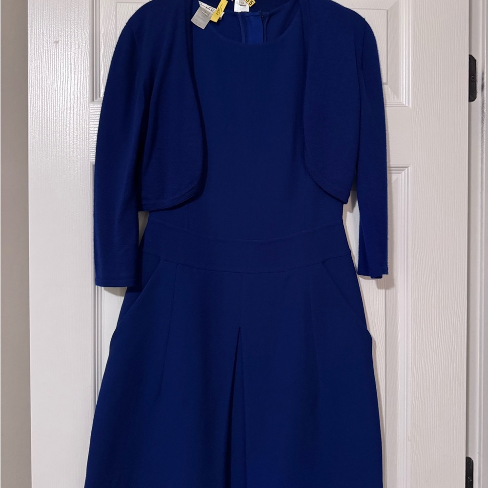 Oscar de la Renta Elegant Blue Dress with Jacket Spring 15 with matchinf bolero